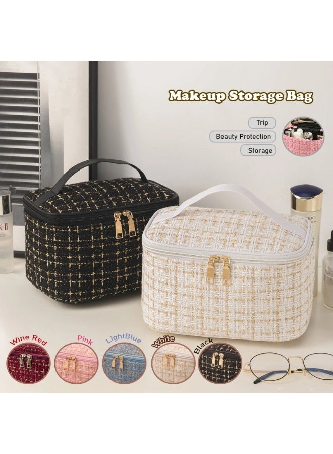 MXM 2 Pack Large Cosmetic Bag Organizer Makeup Pouch Portable Travel Bag Toiletry Bag Cosmetic Brush Storage Bag (2-Pack,Random Color) - Image 1